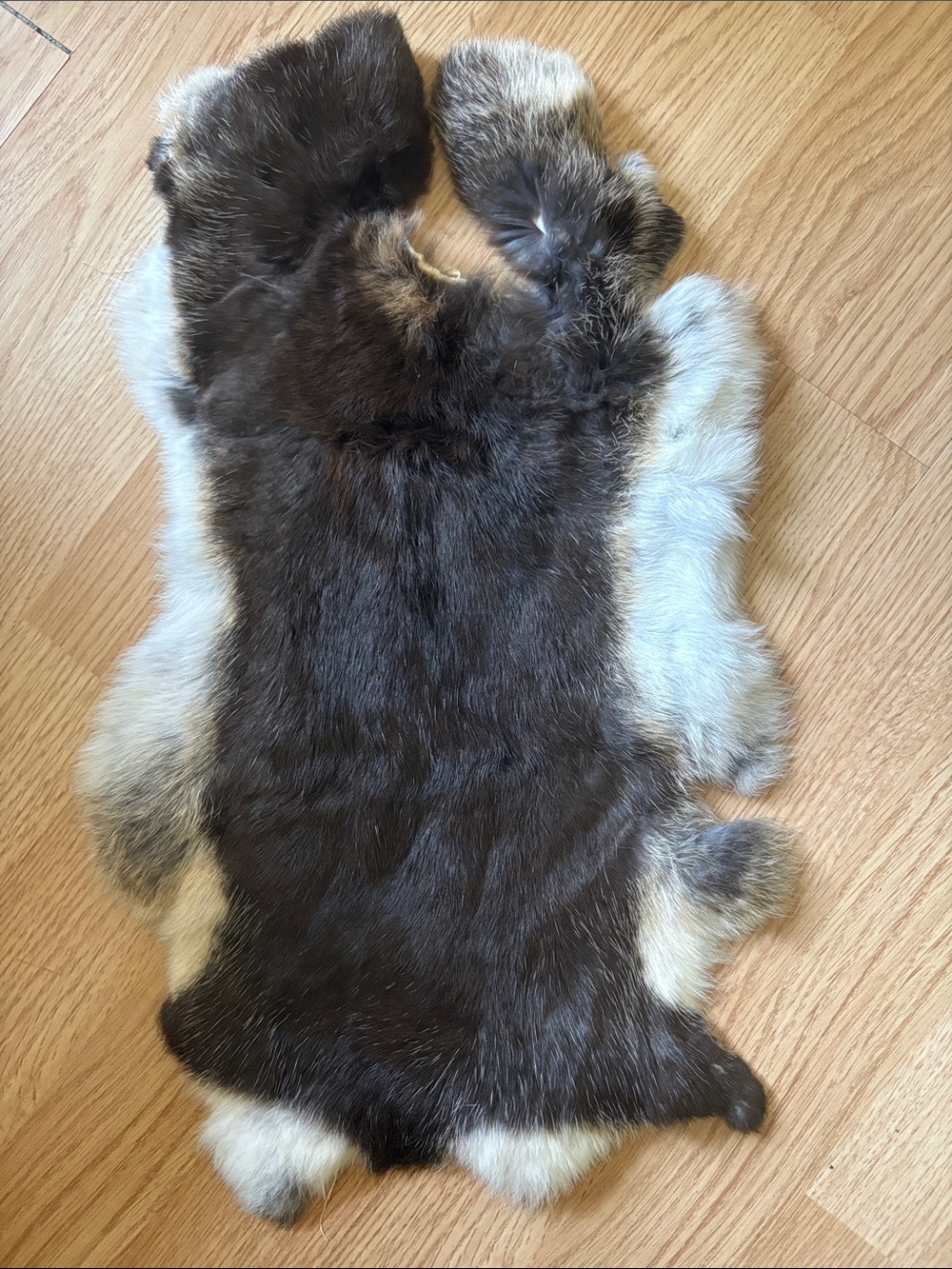 B0112 Natural Brown & Cream Fur Pelt rabbit